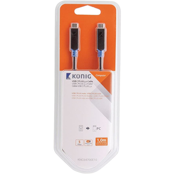 câble USB: USB 3.1 C, 1 m - Gris - KNC64700E10 | Générique 