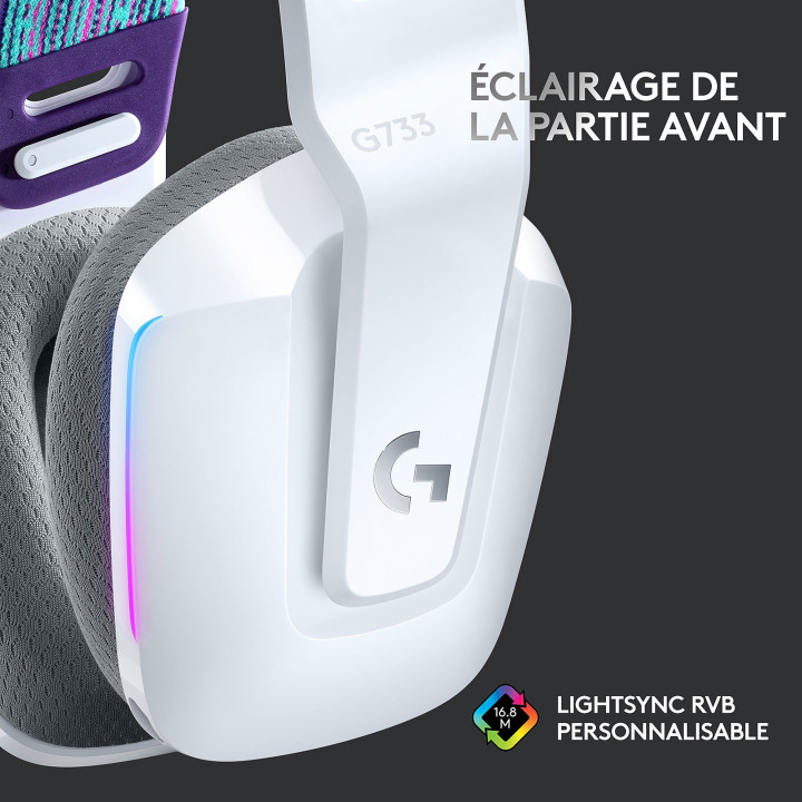 G733 Sans Fil LightSpeed RGB - Blanc - 981000883 | Logitech 