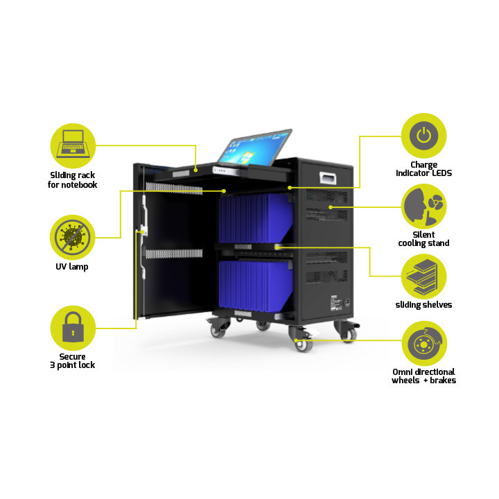 Cabinet de charge 20 tablettes + 1 notebook (17") - 901958 | Port 