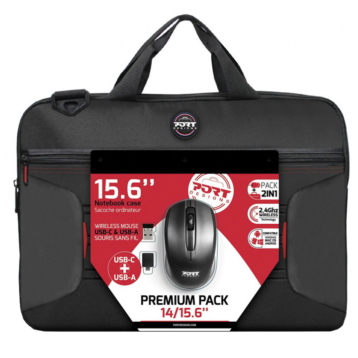 Premium Pack 14/15.6" Sacoche + Souris sans fil - 501873 | Port 