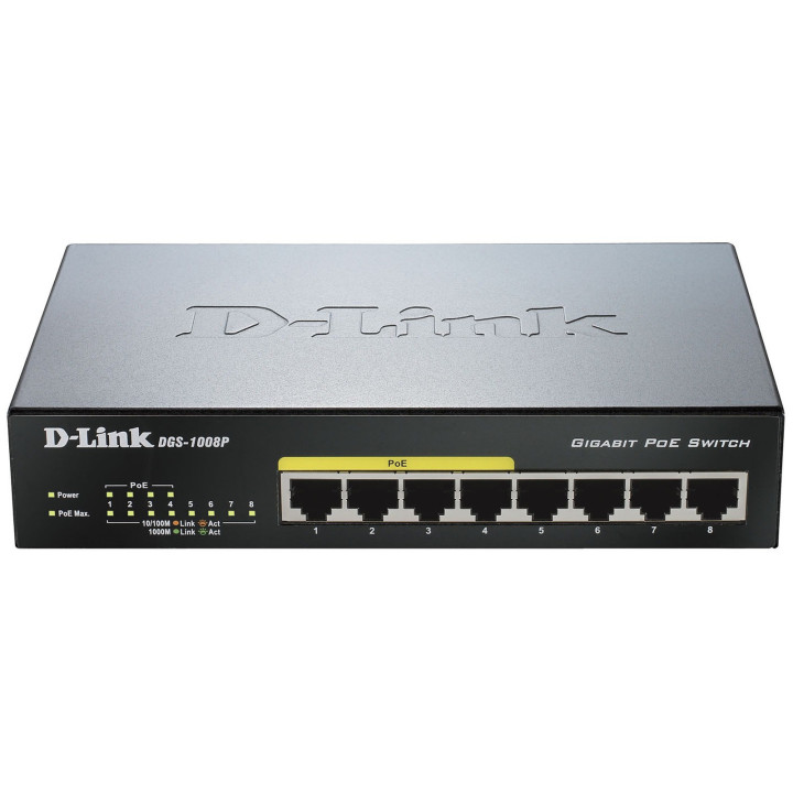 8 Ports Gigabit/4 Ports PoE+ - DGS-1008P - DGS1008PE | D-Link 