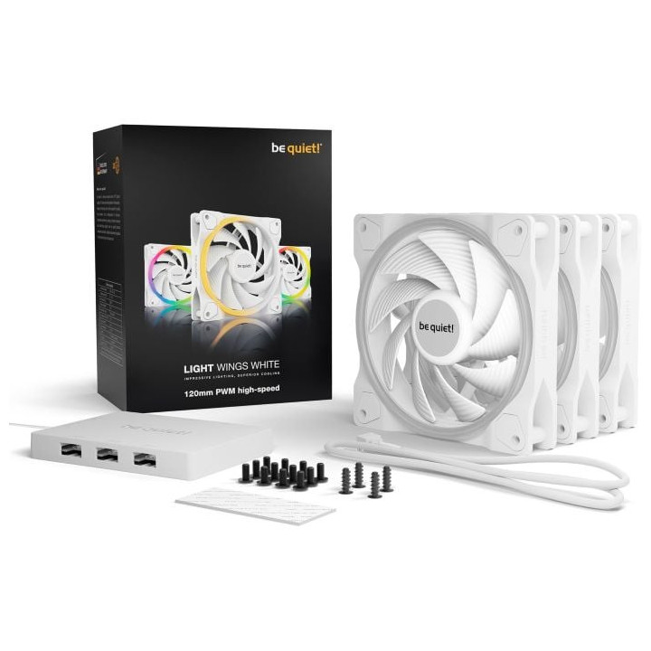 Light Wings 120mm PWM ARGB Blanc Kit x3 - BL100 - BL100 | Be Quiet! 