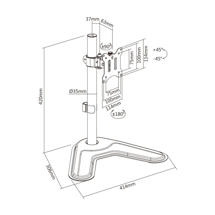 Support de bureau pour 1 écran 17" à 32" - 0151150 | Kimex International 