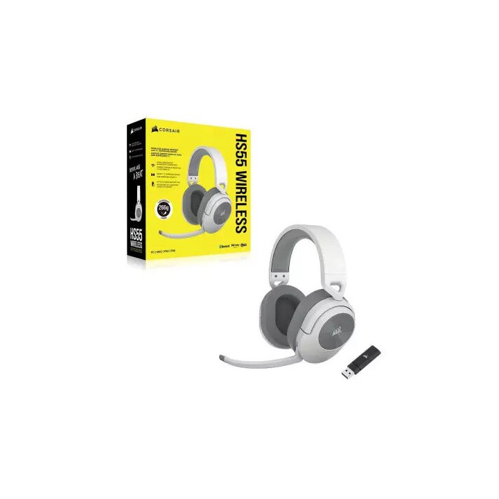 HS55 WIRELESS Blanc - CA9011281EU | Corsair 
