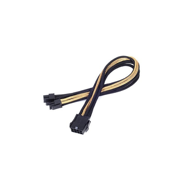 Cable tressé 8-Pin EPS - ATX 4+4-Pin 300mm GOLD - BK - SSTPP07EPS8BG | Silverstone 