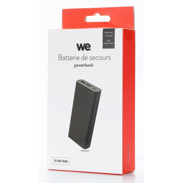 Externe 20000mAh 3 ports - 1 port USB C - 2 USB A - WEBATT20000N15W | WE 
