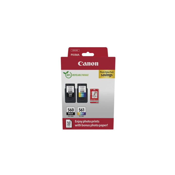 Pack Noire + Couleur - CRG PG-560 - CL-561 PVP - 3713C008 | Canon 