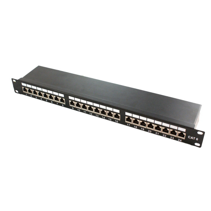 Panneau de brassage rack 19" - 1U - blindé - cat6 - 1100199 | Kimex International 