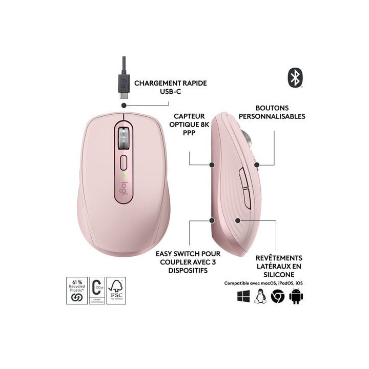 MX ANYWHERE 3S Rose - 910006931 | Logitech 
