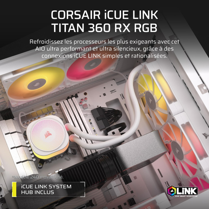 iCUE LINK TITAN - 360 RX RGB AIO - 360mm - Blanc - CW9061021WW | Corsair 