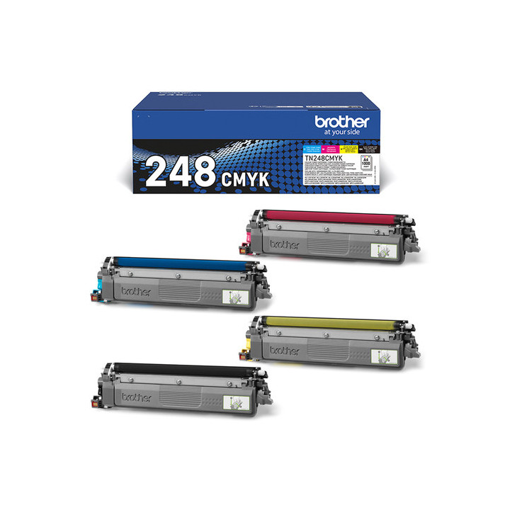 Pack 4x couleurs Toner 1000 Pages - TN248 CMYK - TN248VAL | Brother 
