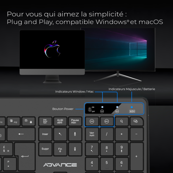 R TYPE Noir Sans fil - RGB - Batterie - IPX4 - Win et Mac - CLA310BK | Advance 