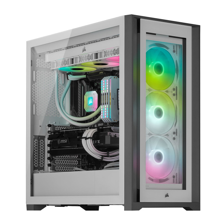 iCUE 5000X RGB Tempered White - MT/Sans Alim/ATX  | Corsair 