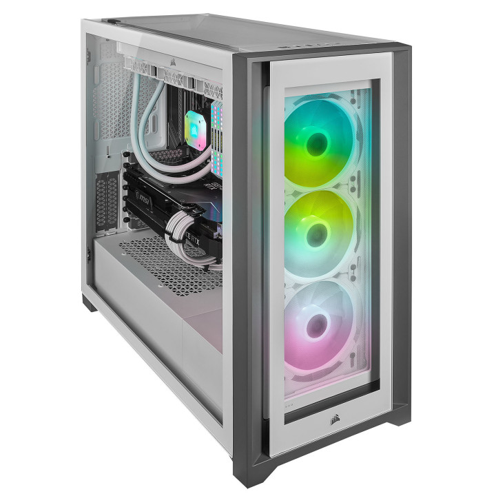 iCUE 5000X RGB Tempered White - MT/Sans Alim/ATX  | Corsair 