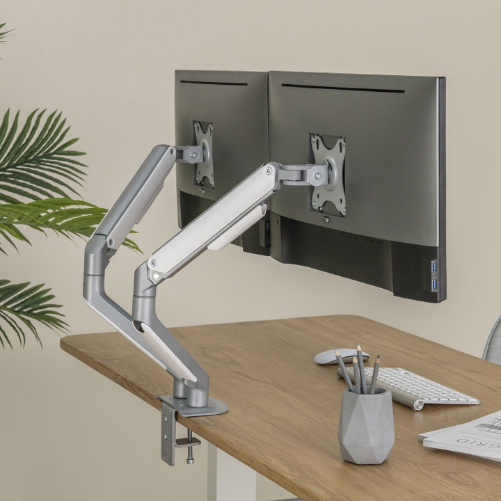 Support de bureau Full Motion 2 écrans 17"- 32" - 0152602 | Kimex International 