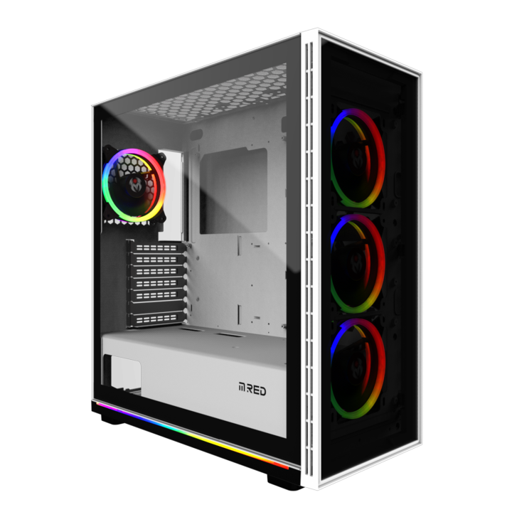 WHITE DESTROYER Glass-G - ARGB - MT - ATX - MR005M | M.RED 