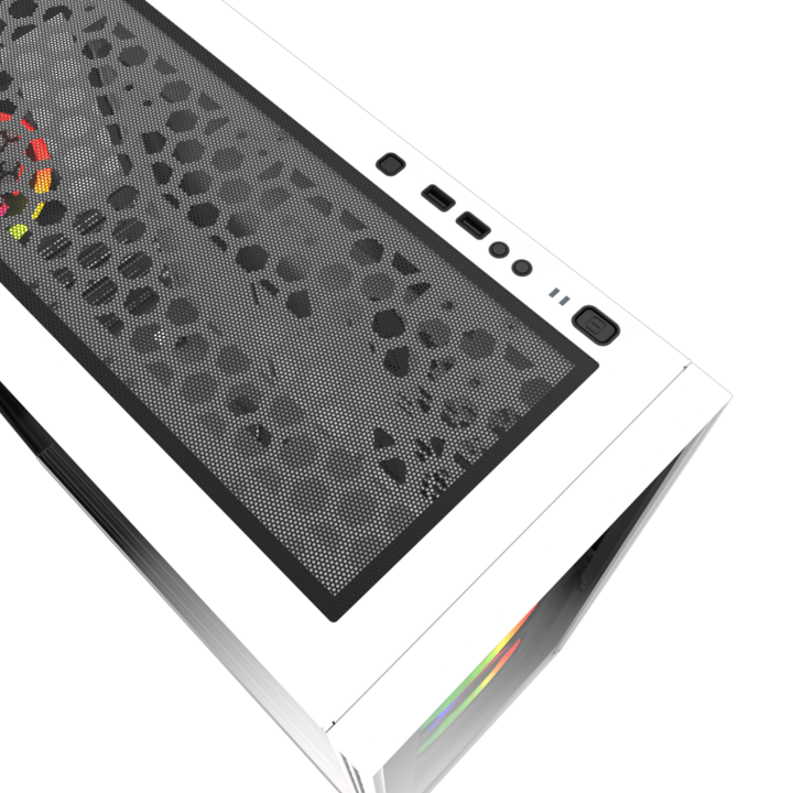 WHITE DESTROYER Glass-G - ARGB - MT - ATX - MR005M | M.RED 