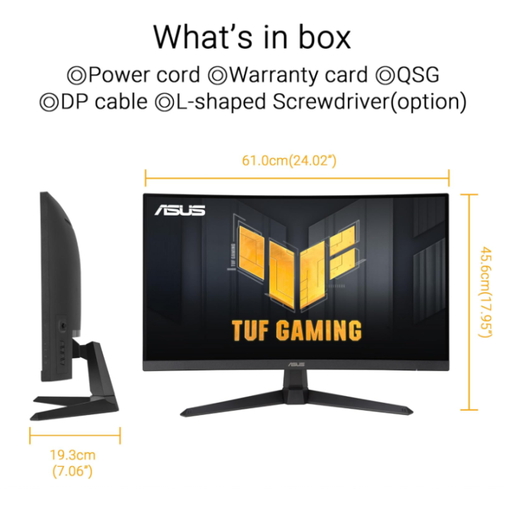 TUF 27" CURVE QHD - 180Hz - 1ms - FAST-VA - HDR - FreeSync - 90LM0AQ1B01170 | Asus 