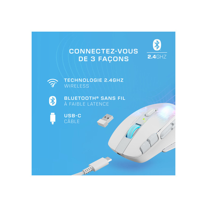 Kone XP Air - Sans fil - Bluetooth - RGB - Blanc - TBM110115 | Turtle Beach 