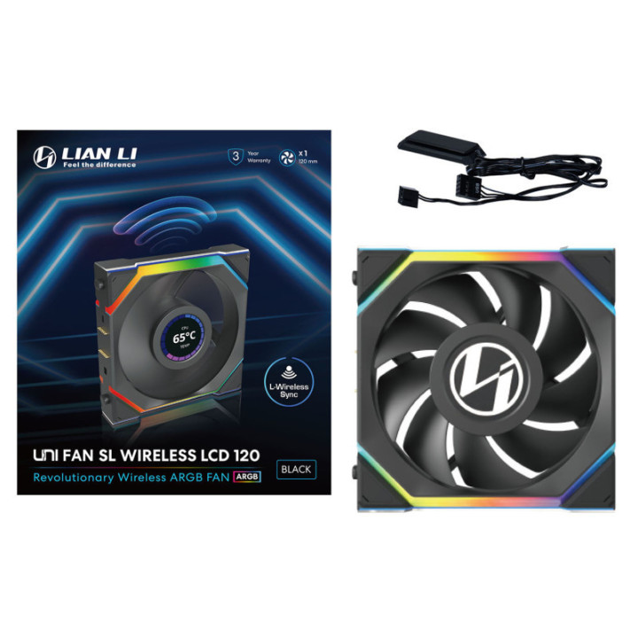 UNI FAN SL LCD ARGB PWM - Sans Fil 120mm - Noir - 12SLLCD1W1B | Lian-Li 
