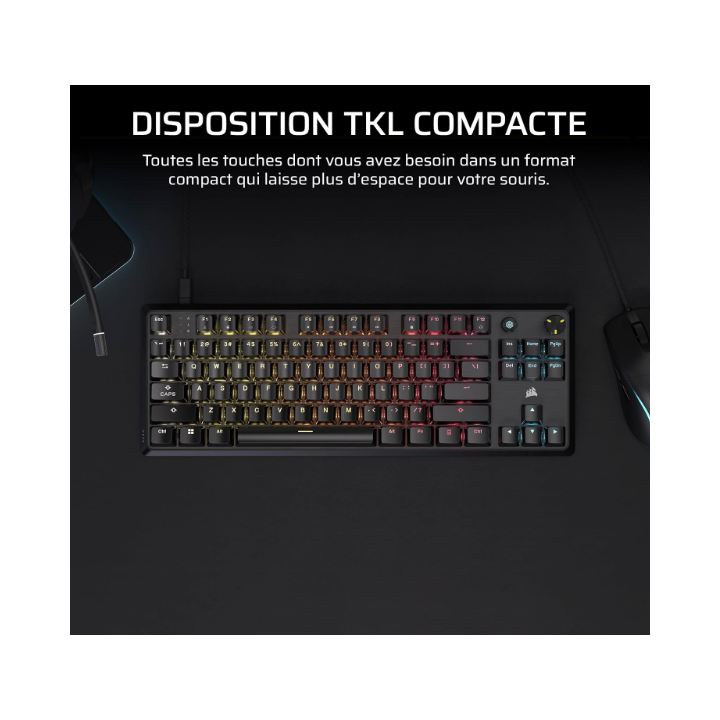 K70 Core TKL - Noir - RGB - Filaire - MLX RED - CH911911EFR | Corsair 